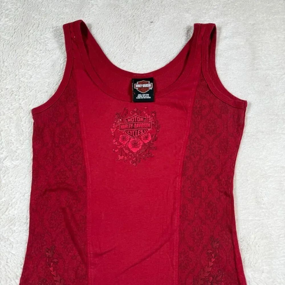 Harley Davidson Women’s Red Floral Tank Top